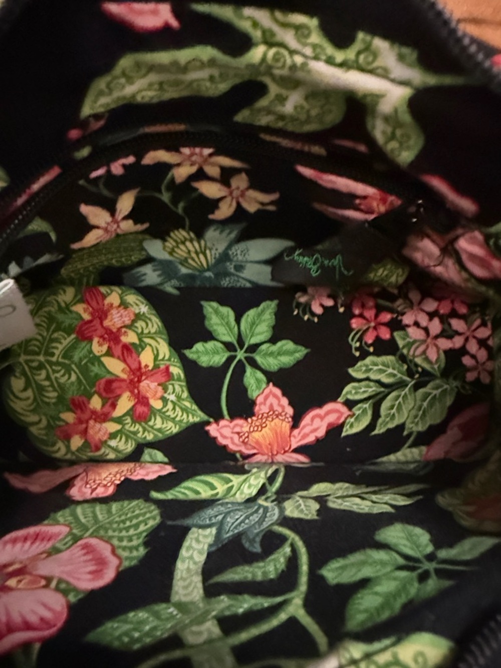 Vera Bradley Botanica Bag & Wallet Set Black Green Floral Quilted USA Retired - Picture 12 of 16
